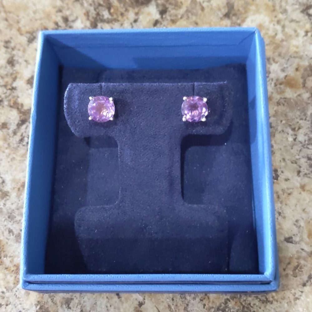 Giant Genuine Amethyst Studs 925SS